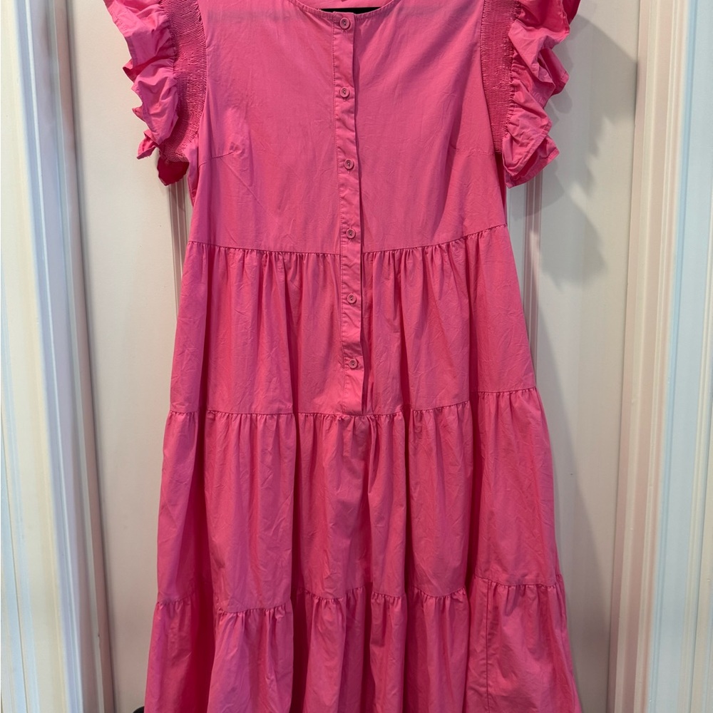 ODDY Vibrant Pink Tiered Kids Dress